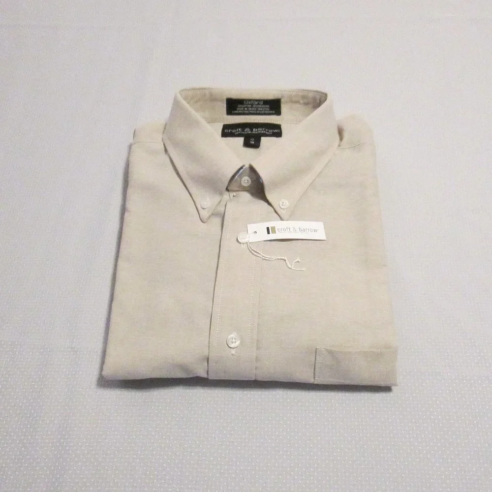 🎈 #SOLD# CROFT & BARROW MEN’S TAN/BEIGE DRESS SHIRT – 17/36 NEW 🎈 - Picture 2 of 15